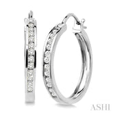 1/2 ctw Round Cut Diamond Hoop Earrings in 14K White Gold
